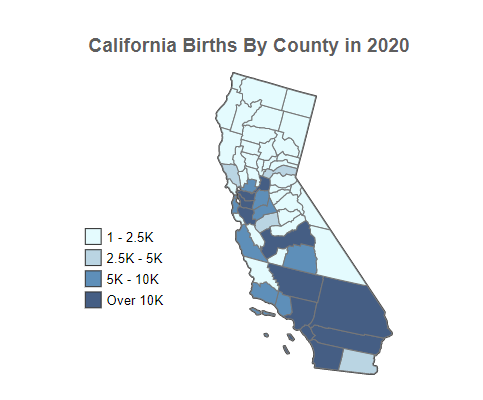California Births By County in 2020