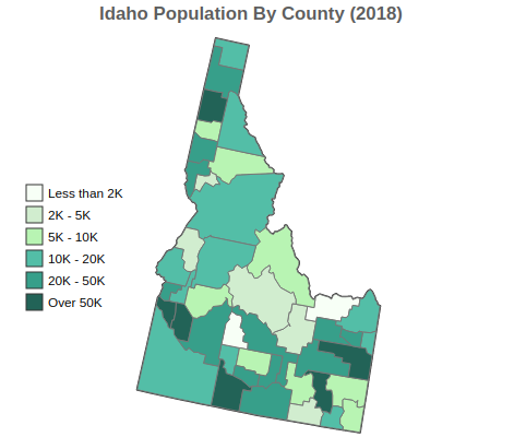 Idaho 2018 Population By County