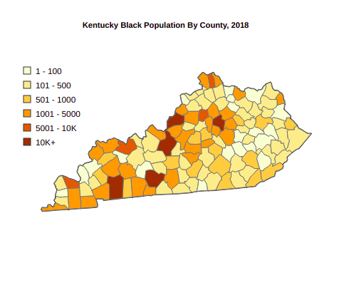 Kentucky Black or African American Population By County, 2018