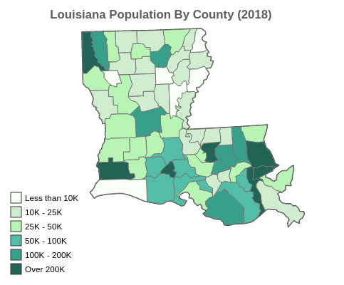 Louisiana 2018 Population By County