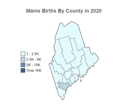 Maine Births By County in 2020