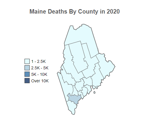 Maine Deaths By County in 2020