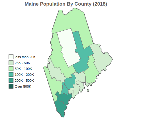Maine 2018 Population By County