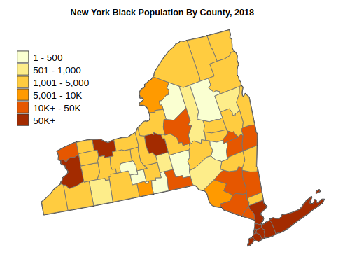 New York Black or African American Population By County, 2018