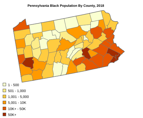 Pennsylvania Black or African American Population By County, 2018