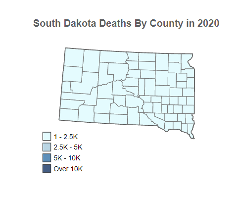South Dakota Deaths By County in 2020