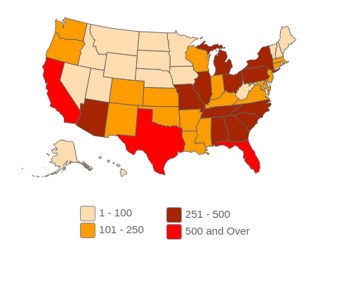 Alcohol Impaired Driving Fatalities By US State (2017)