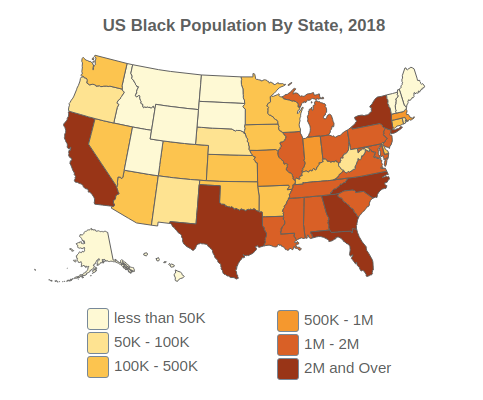 US Black Population By State, 2018