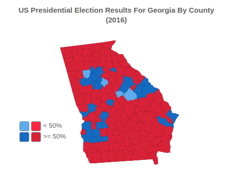 US Presidential Election Results For Georgia By County (2016)