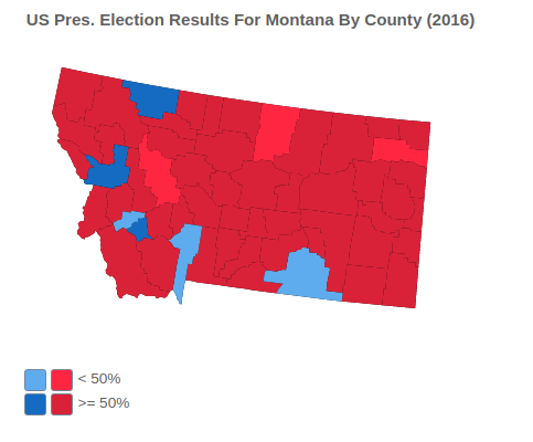US Presidential Election Results For Montana By County (2016)