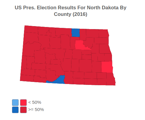 US Presidential Election Results For North Dakota By County (2016)