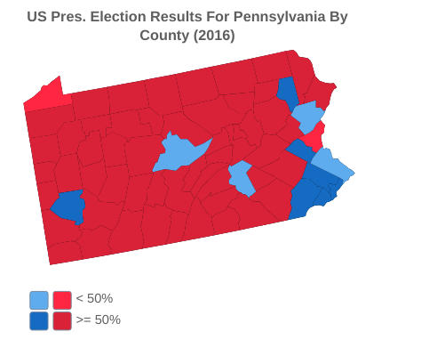 US Presidential Election Results For Pennsylvania By County (2016)