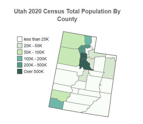 Utah Census 2020 Total Population By County