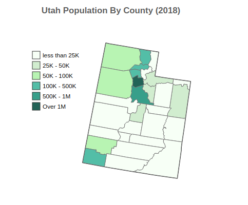 Utah 2018 Population By County