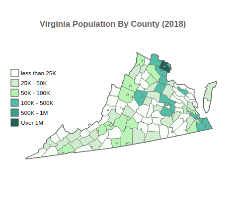 Virginia 2018 Population By County
