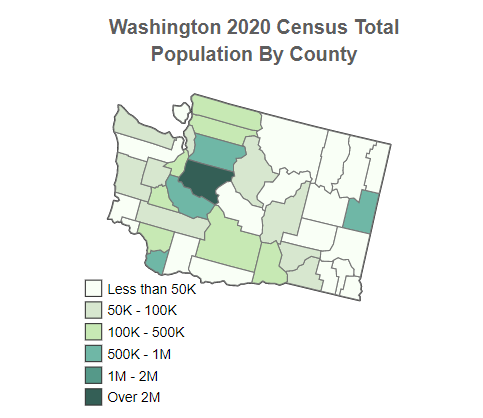 Washington Census 2020 Total Population By County