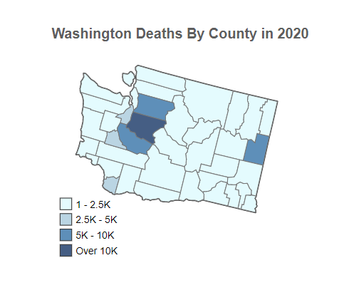 Washington Deaths By County in 2020