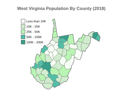West Virginia 2018 Population By County